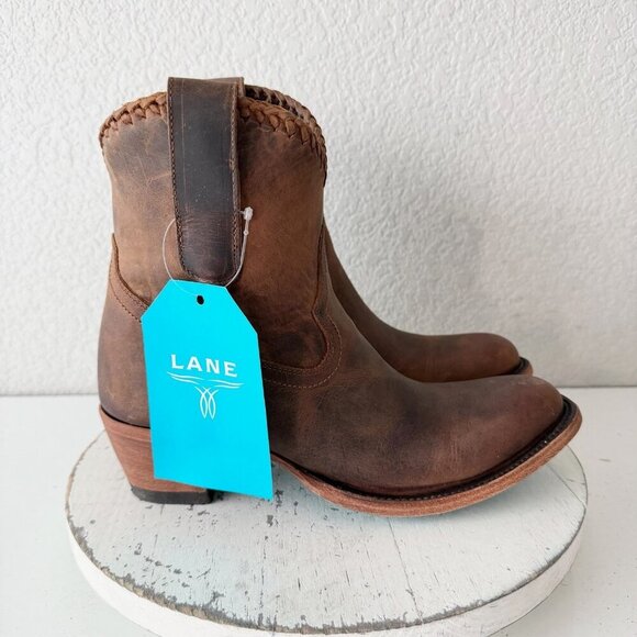 NEW Lane PLAIN JANE PJ Womens Cowboy Bootie 8 Brown Short Western Cowgirl Boots - Picture 2 of 11